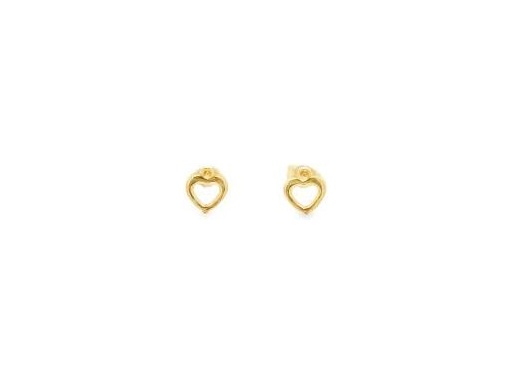 18K Yellow Gold Open Heart Stud Earrings
